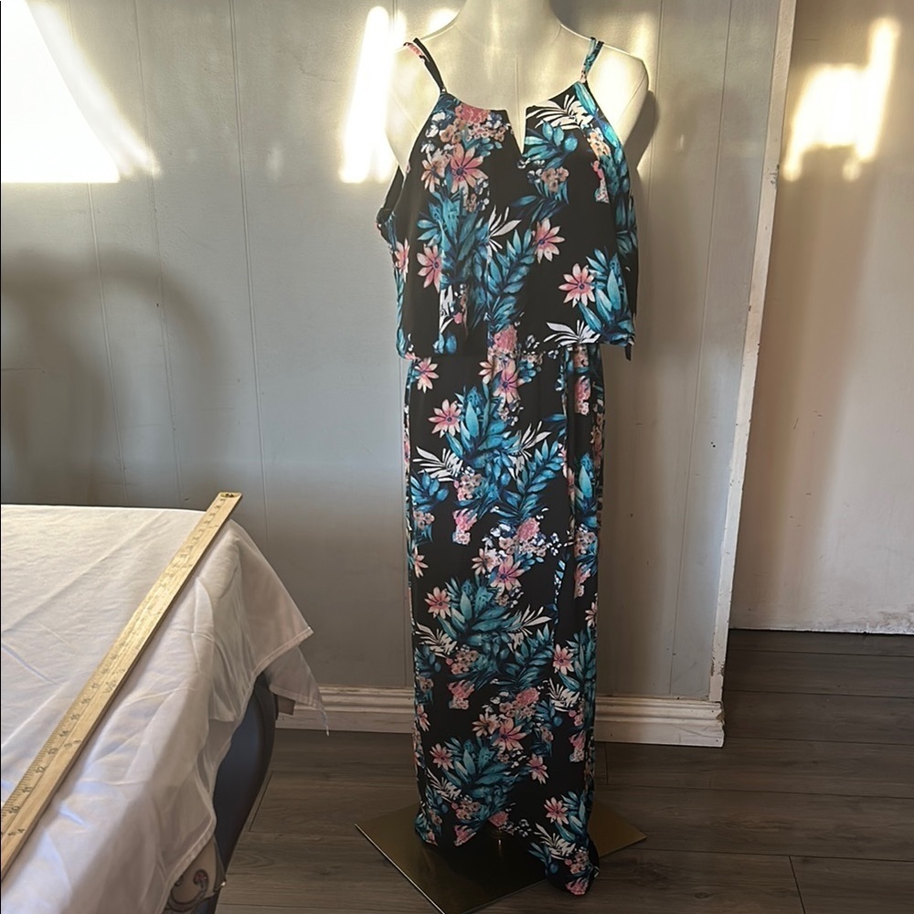 Monteau Black Floral Maxi Dress